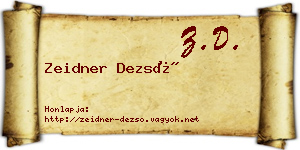 Zeidner Dezső névjegykártya
